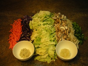 Julienned vegetables