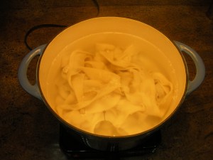 Boil noodles until they float to the surface